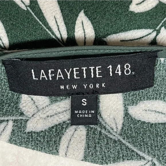 Lafayette 148 Lorelei Mini-Inspired Laurel Blouse. Size S, green and white - Picture 5 of 6